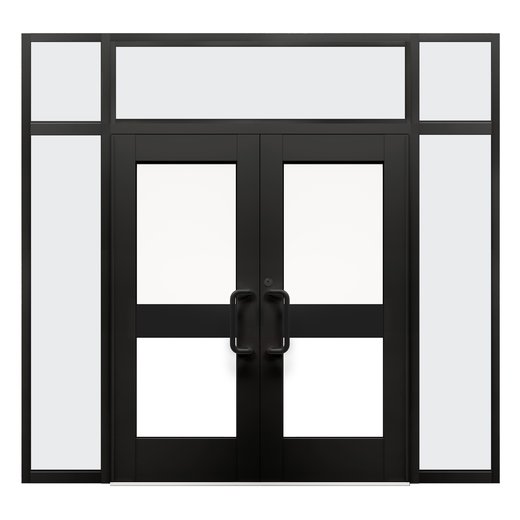 USBP, USAD 1000 Double door with sidelite and transom - Dark Anodized